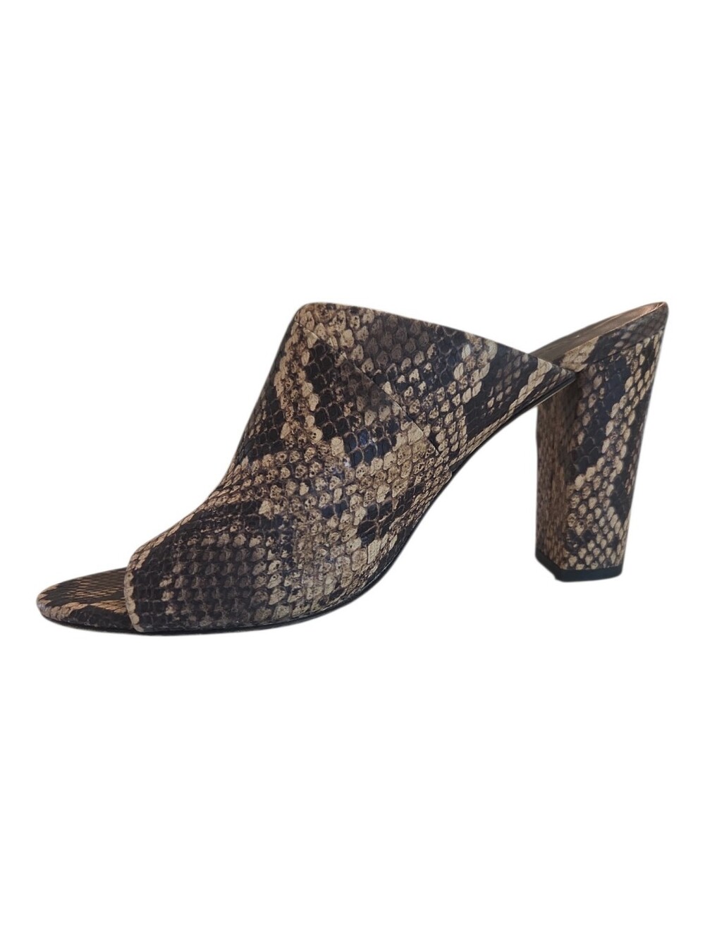 Vince Snakeskin Print Leather Heeled Mules Size 9M | Western Minimalist
